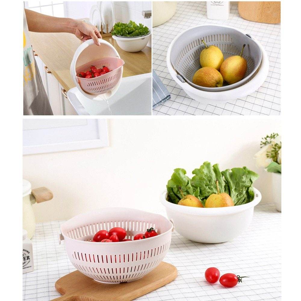 Portable Detachable Double-Layer Drain Basket for Fruit and Veggies - Killer Products