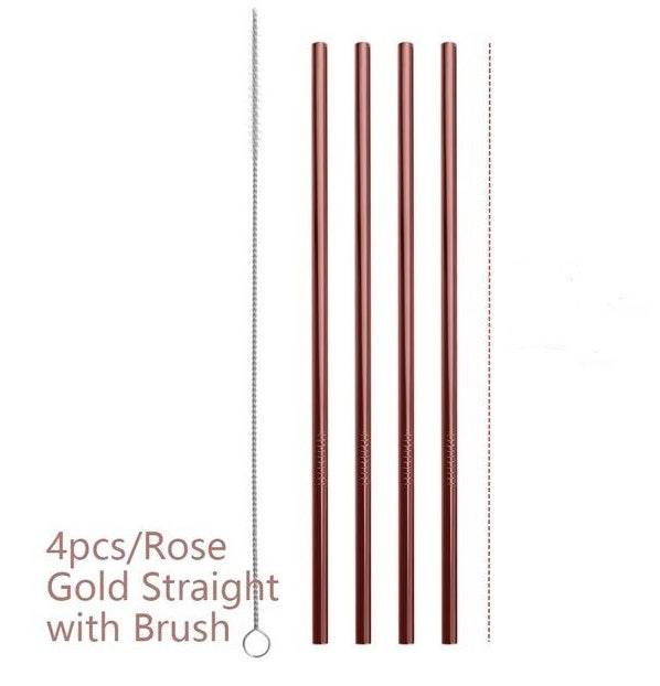 Vibrant Colourful Reusable Stainless Steel Straws Set of Four - Killer Products