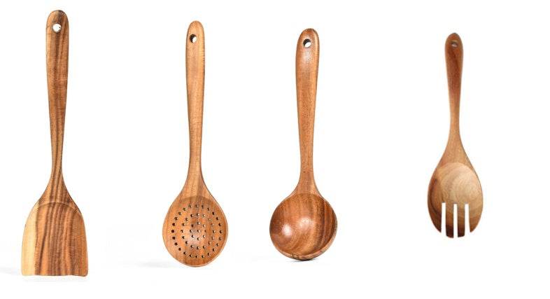 Teak Natural Wood Tableware: Versatile Kitchen Tool Sets Collection - Killer Products