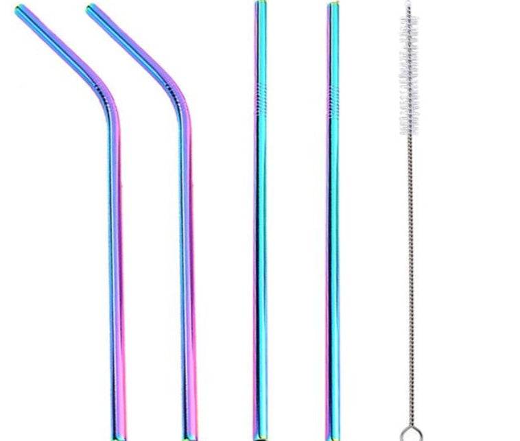 Vibrant Colourful Reusable Stainless Steel Straws Set of Four - Killer Products