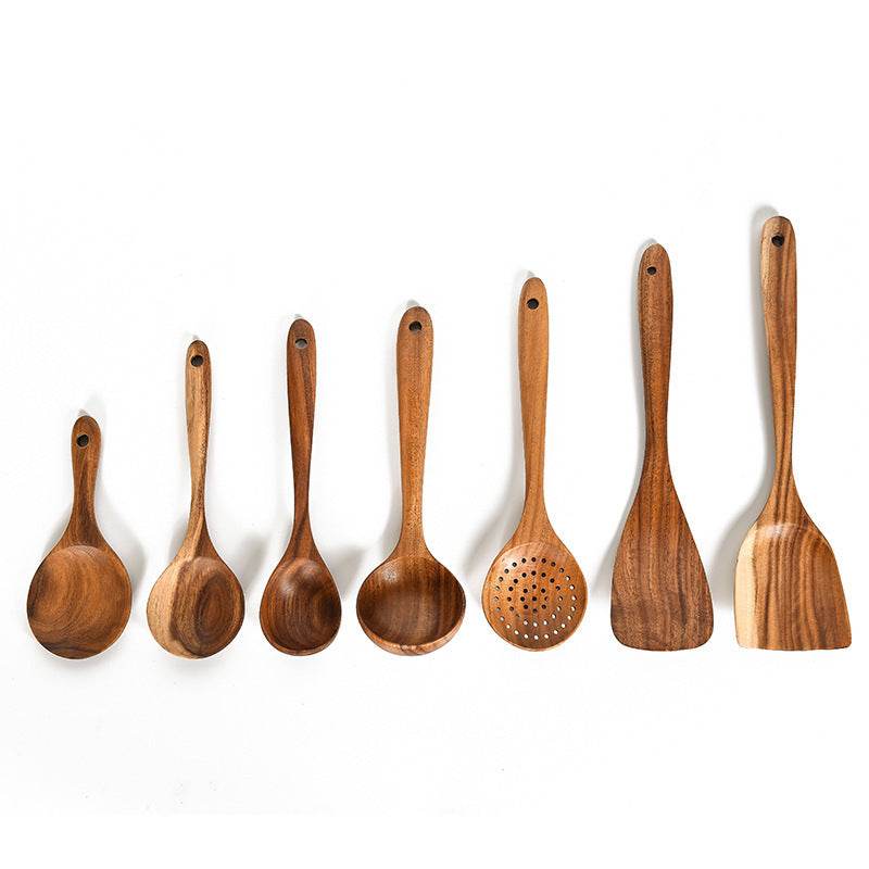Teak Natural Wood Tableware: Versatile Kitchen Tool Sets Collection - Killer Products