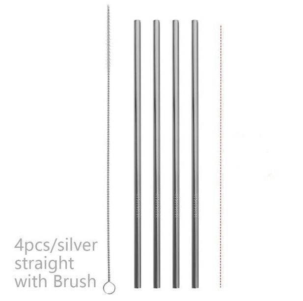 Vibrant Colourful Reusable Stainless Steel Straws Set of Four - Killer Products