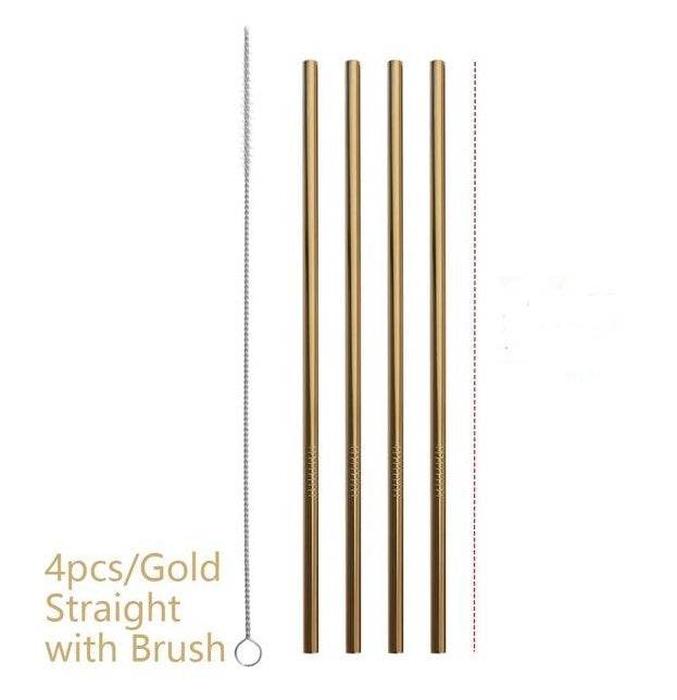 Vibrant Colourful Reusable Stainless Steel Straws Set of Four - Killer Products