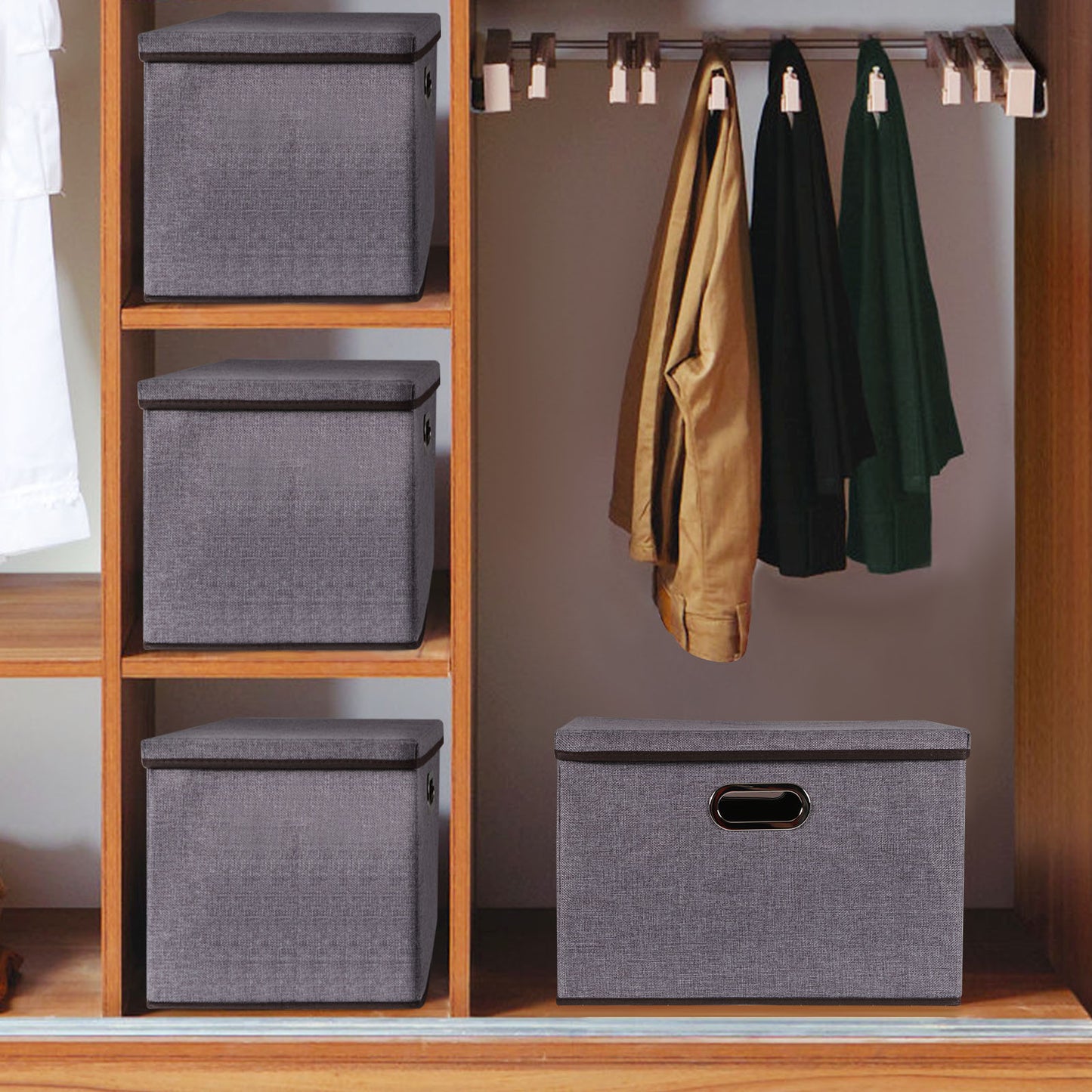 Large Cotton Linen Storage Box Set, Foldable Clothing Organizer - Killer Products