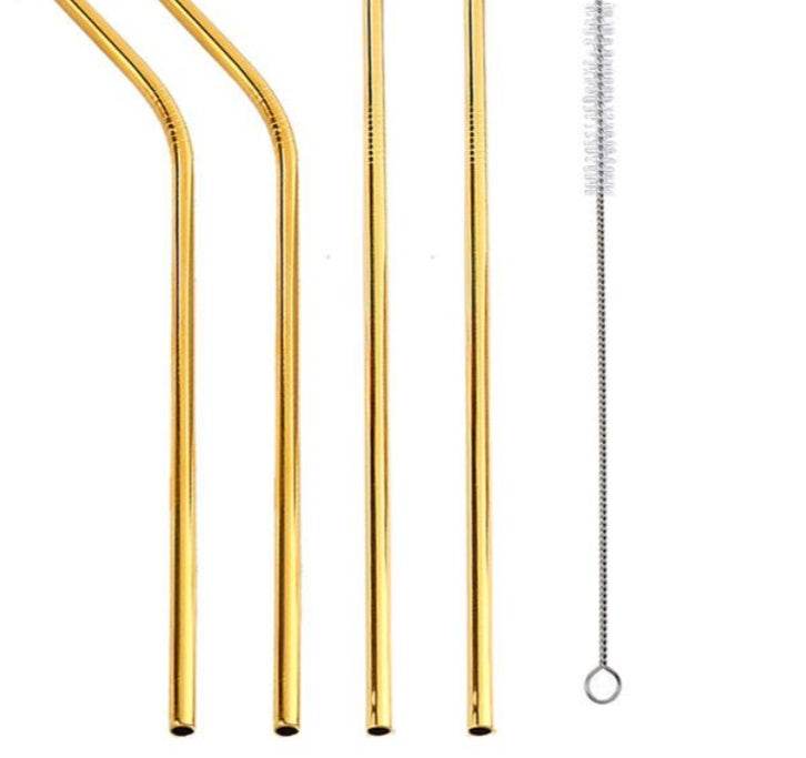 Vibrant Colourful Reusable Stainless Steel Straws Set of Four - Killer Products