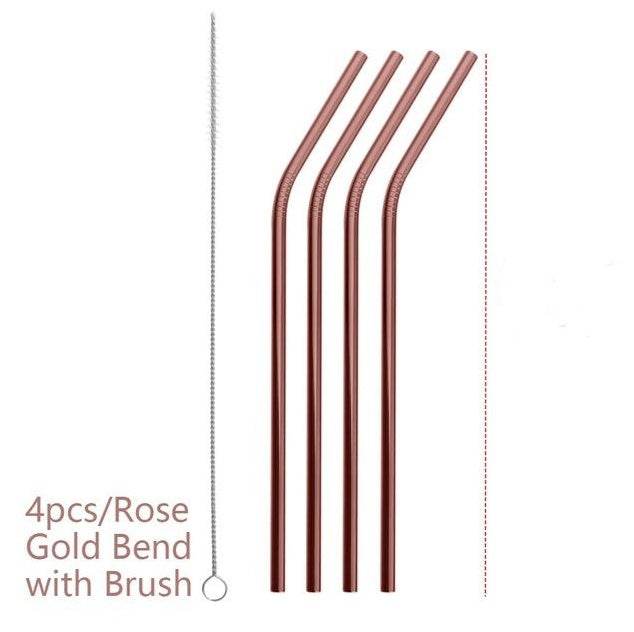 Vibrant Colourful Reusable Stainless Steel Straws Set of Four - Killer Products