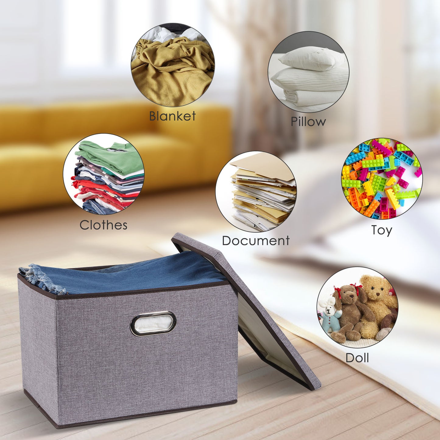 Large Cotton Linen Storage Box Set, Foldable Clothing Organizer - Killer Products
