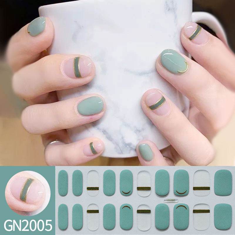 Finger Baking-Free Gel Nail Stickers with Simple Grid Design - Killer Products