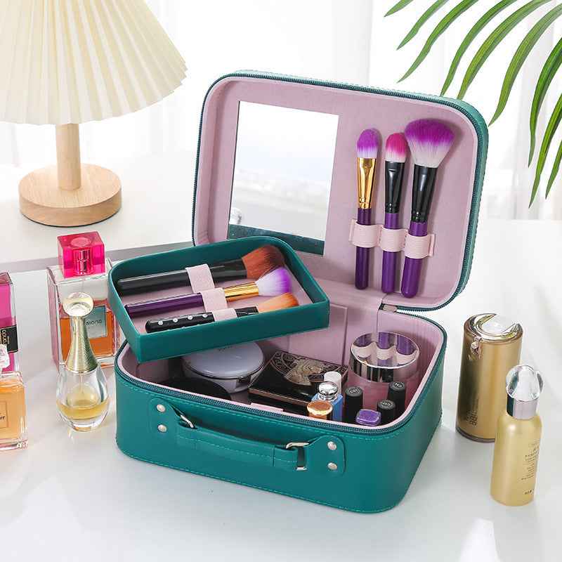 Solid Color PU Leather Waterproof Women's Cosmetic Bag, Large Capacity - Killer Products