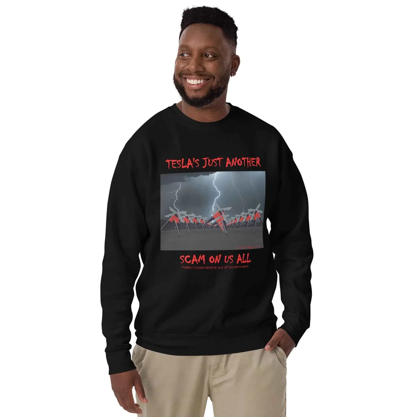 TESLA'S Premium Unisex Sweatshirt: Bold Statement Against Greed - Killer Products