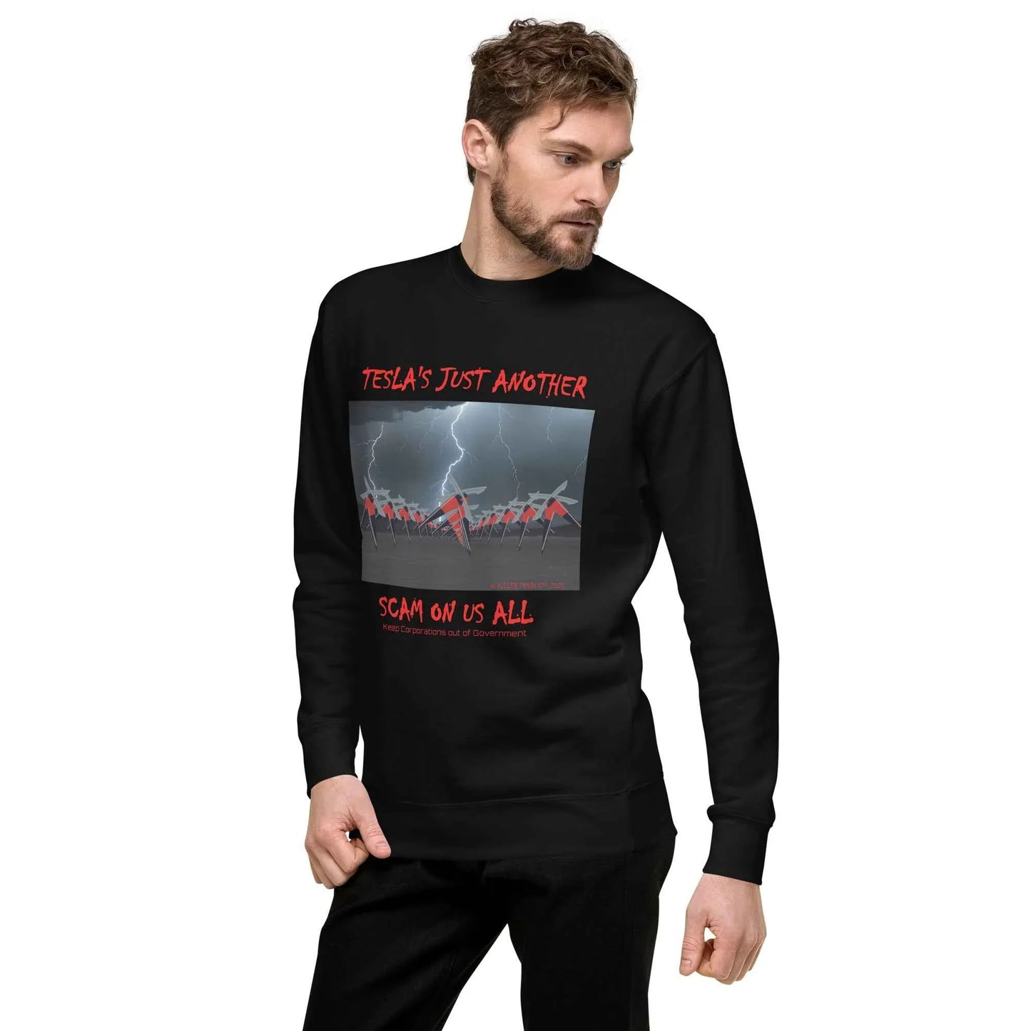 TESLA'S Premium Unisex Sweatshirt: Bold Statement Against Greed - Killer Products