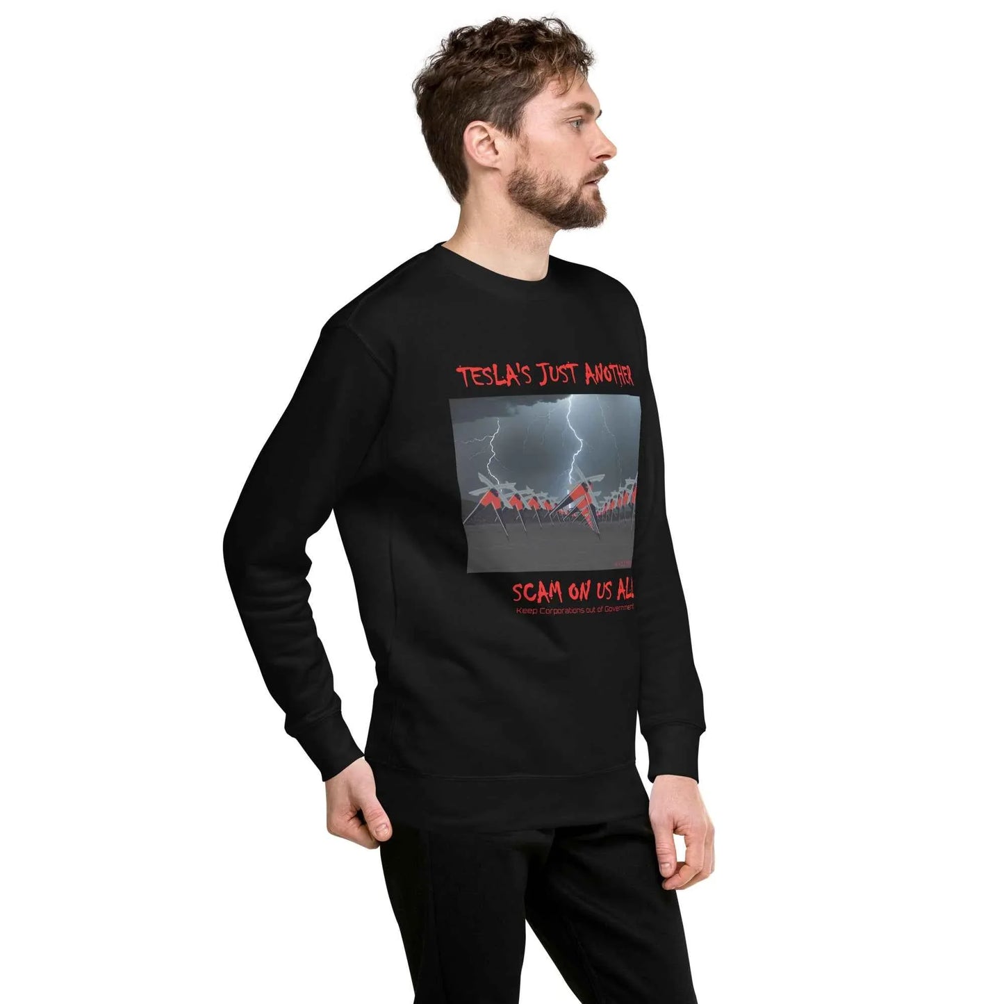 TESLA'S Premium Unisex Sweatshirt: Bold Statement Against Greed - Killer Products