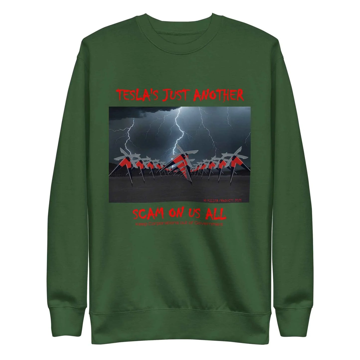 TESLA'S Premium Unisex Sweatshirt: Bold Statement Against Greed - Killer Products