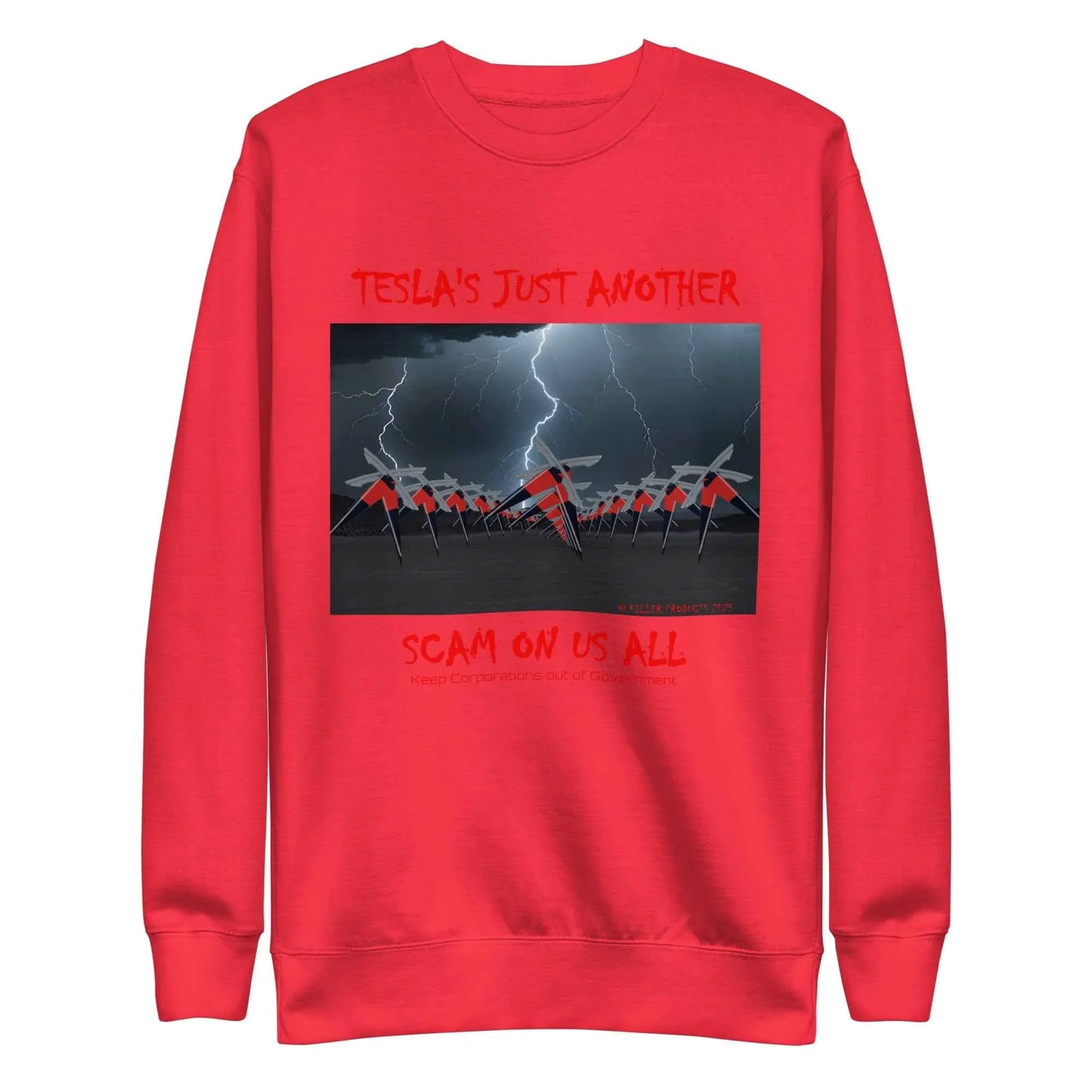 TESLA'S Premium Unisex Sweatshirt: Bold Statement Against Greed - Killer Products