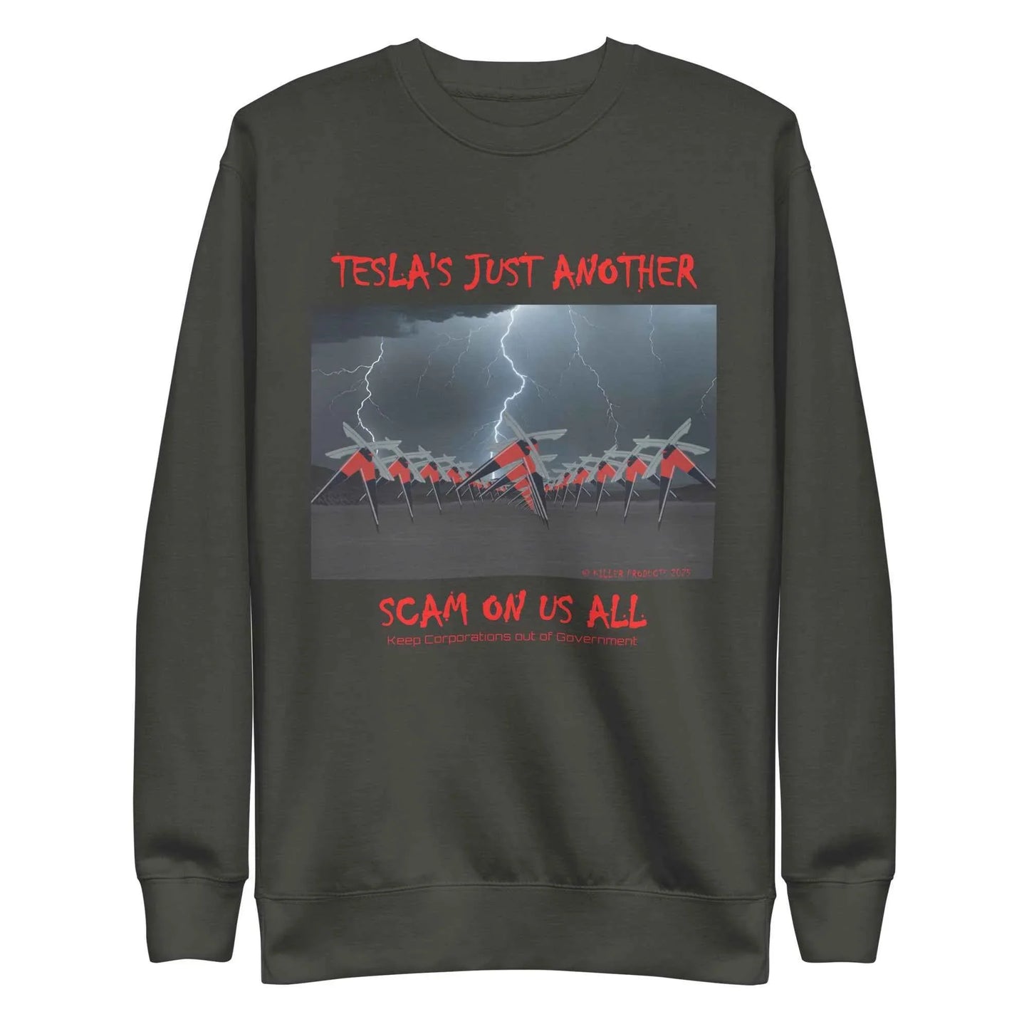TESLA'S Premium Unisex Sweatshirt: Bold Statement Against Greed - Killer Products