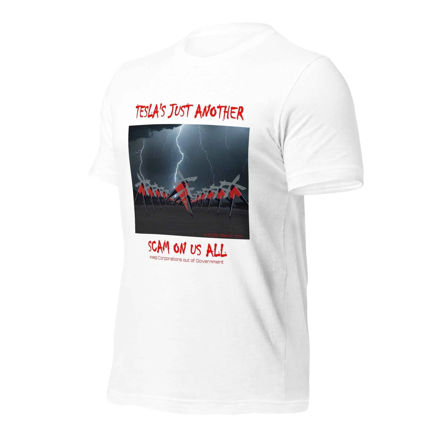 TESLA'S Just Another Scam Unisex T-Shirt: Eco-Friendly Statement Wear - Killer Products