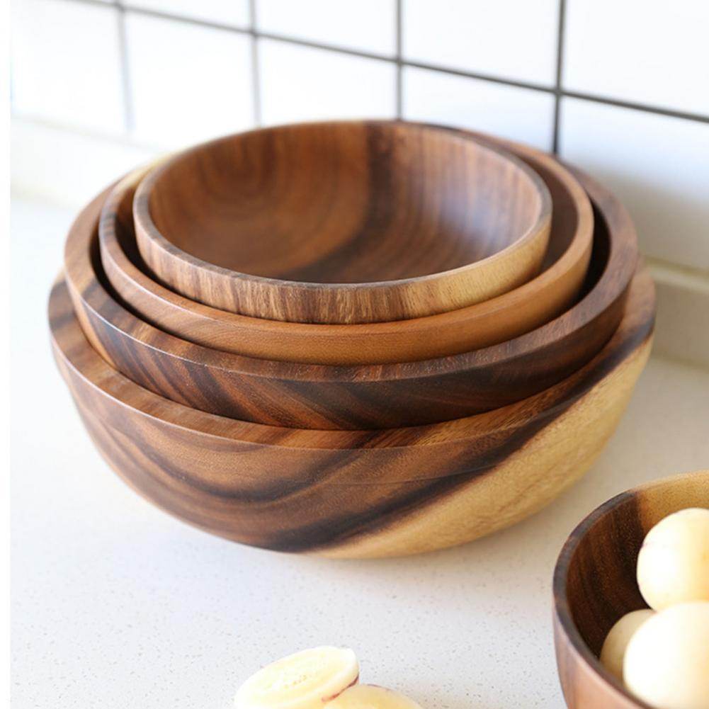 Natural Wooden Bowl: Elegant Kitchen & Restaurant Food Container - Killer Products