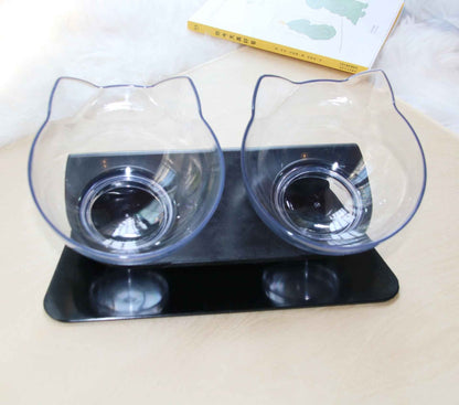 Cat Double Bowl: Protects Cervical Vertebra, Elevates Feeding Comfort - Killer Products