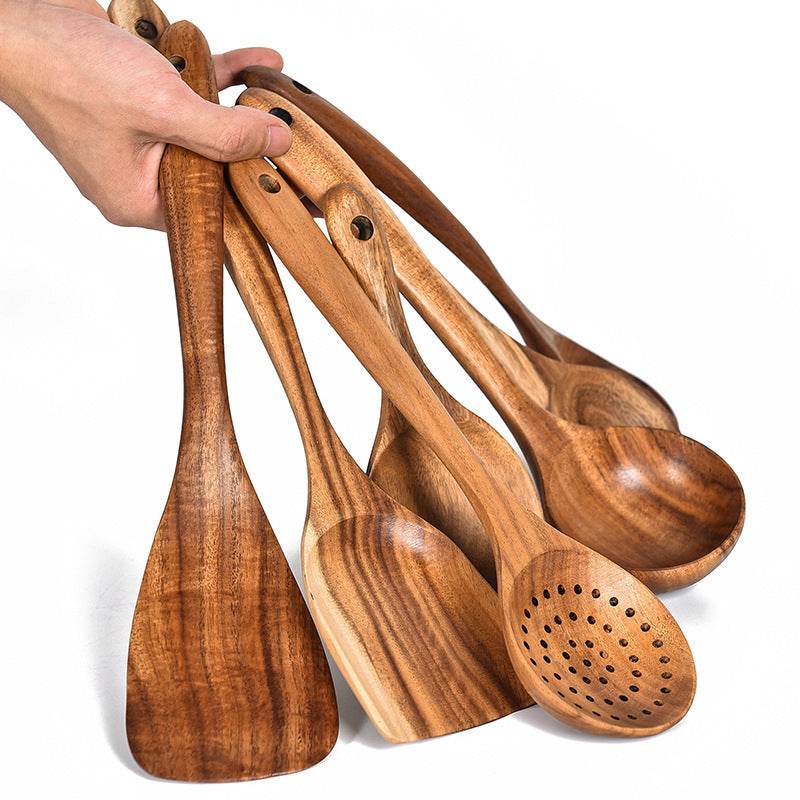 Teak Natural Wood Tableware: Versatile Kitchen Tool Sets Collection - Killer Products