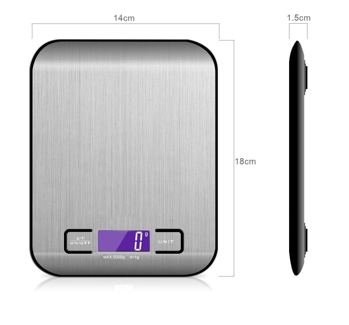 Rechargeable Stainless Steel Kitchen Scale with Small Flat Platform - Killer Products