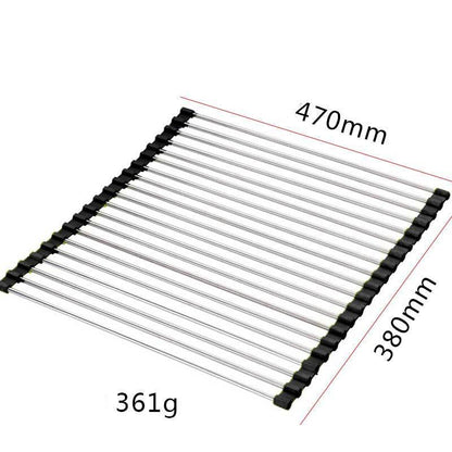 Sink Bowl Rack Stainless Steel Foldable Kitchen Dish Organizer - Killer Products