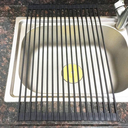 Sink Bowl Rack Stainless Steel Foldable Kitchen Dish Organizer - Killer Products