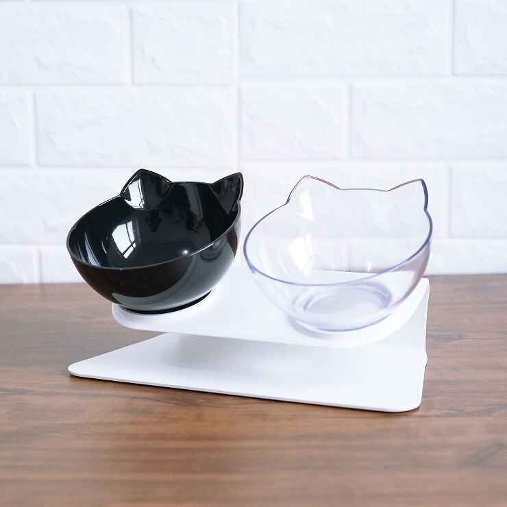 Cat Double Bowl: Protects Cervical Vertebra, Elevates Feeding Comfort - Killer Products