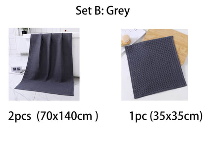 Luxurious Water-absorbing Quick-drying Pure Cotton Waffle Bath Towel - Killer Products