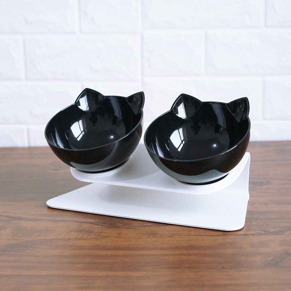 Cat Double Bowl: Protects Cervical Vertebra, Elevates Feeding Comfort - Killer Products