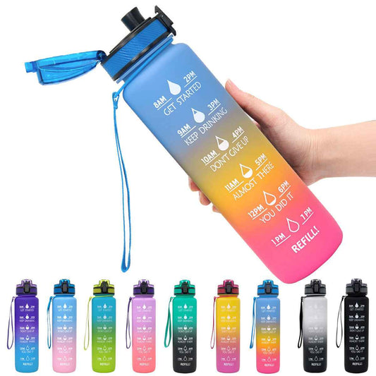 1L Tritan Time Marker Water Bottle - Leakproof Sports Fitness - Killer Products