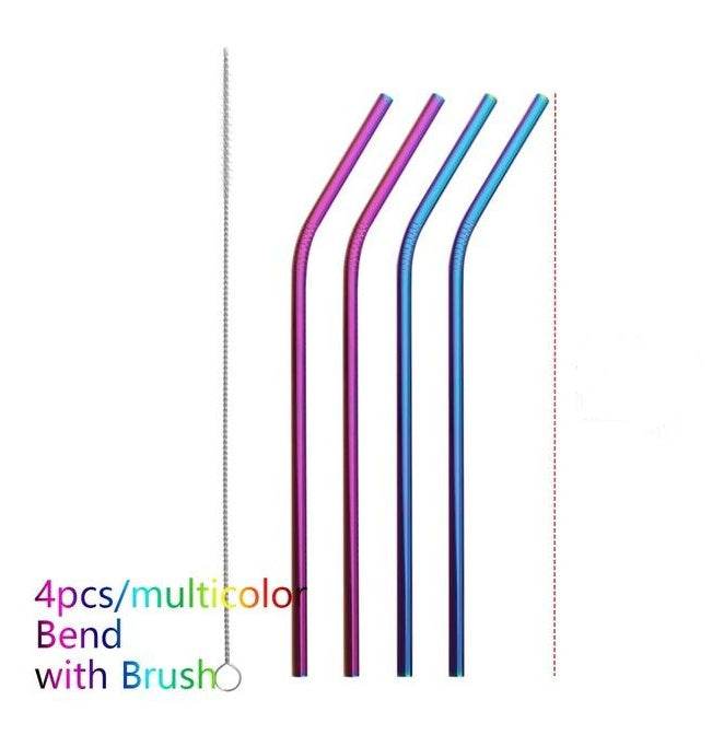 Vibrant Colourful Reusable Stainless Steel Straws Set of Four - Killer Products