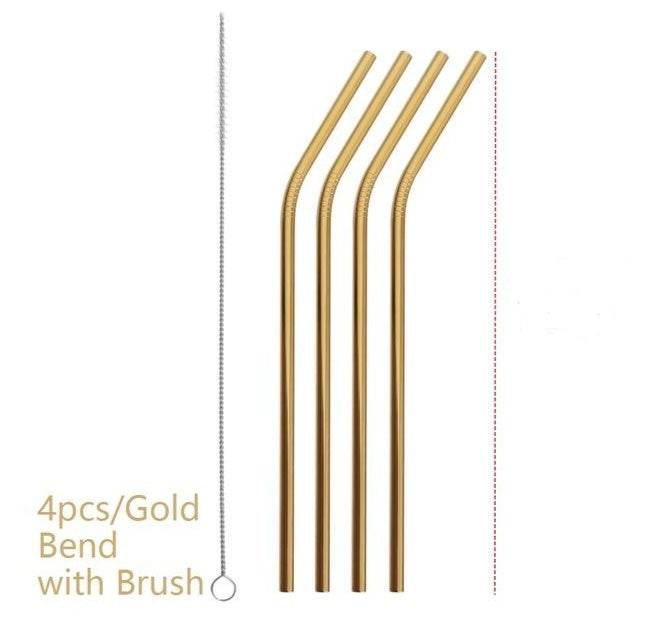 Vibrant Colourful Reusable Stainless Steel Straws Set of Four - Killer Products