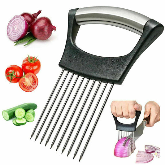 Food Slice Assistant: Stainless Steel Onion Holder, Tomato Cutter - Killer Products