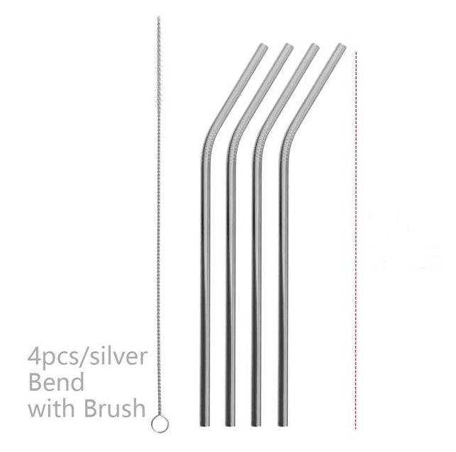 Vibrant Colourful Reusable Stainless Steel Straws Set of Four - Killer Products