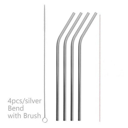 Vibrant Colourful Reusable Stainless Steel Straws Set of Four - Killer Products