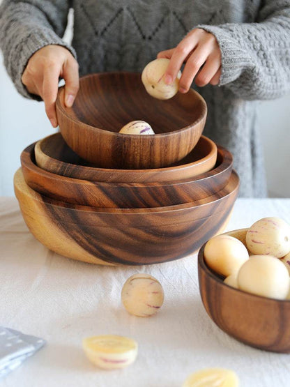 Natural Wooden Bowl: Elegant Kitchen & Restaurant Food Container - Killer Products