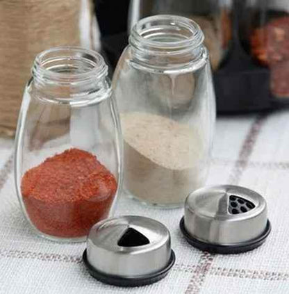 7pcs/set Condiment Set: Elegant Glass Spice Rack with Jars - Killer Products