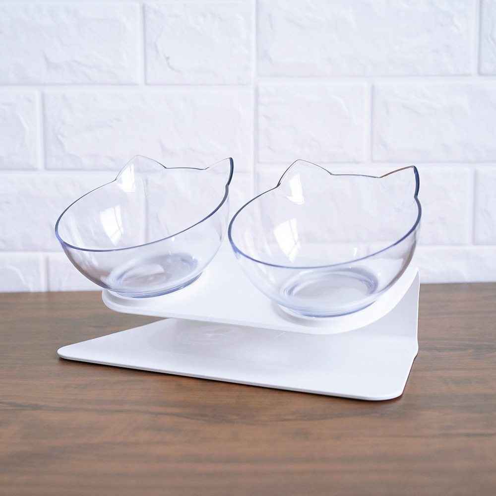 Cat Double Bowl: Protects Cervical Vertebra, Elevates Feeding Comfort - Killer Products