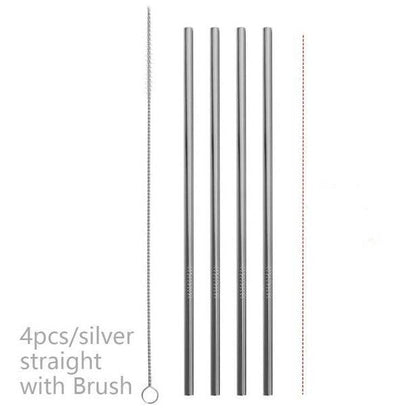 Vibrant Colourful Reusable Stainless Steel Straws Set of Four - Killer Products