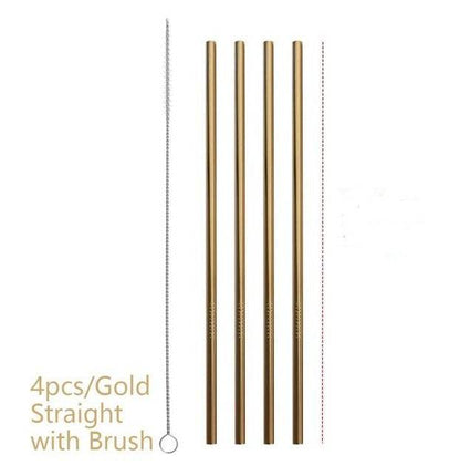 Vibrant Colourful Reusable Stainless Steel Straws Set of Four - Killer Products