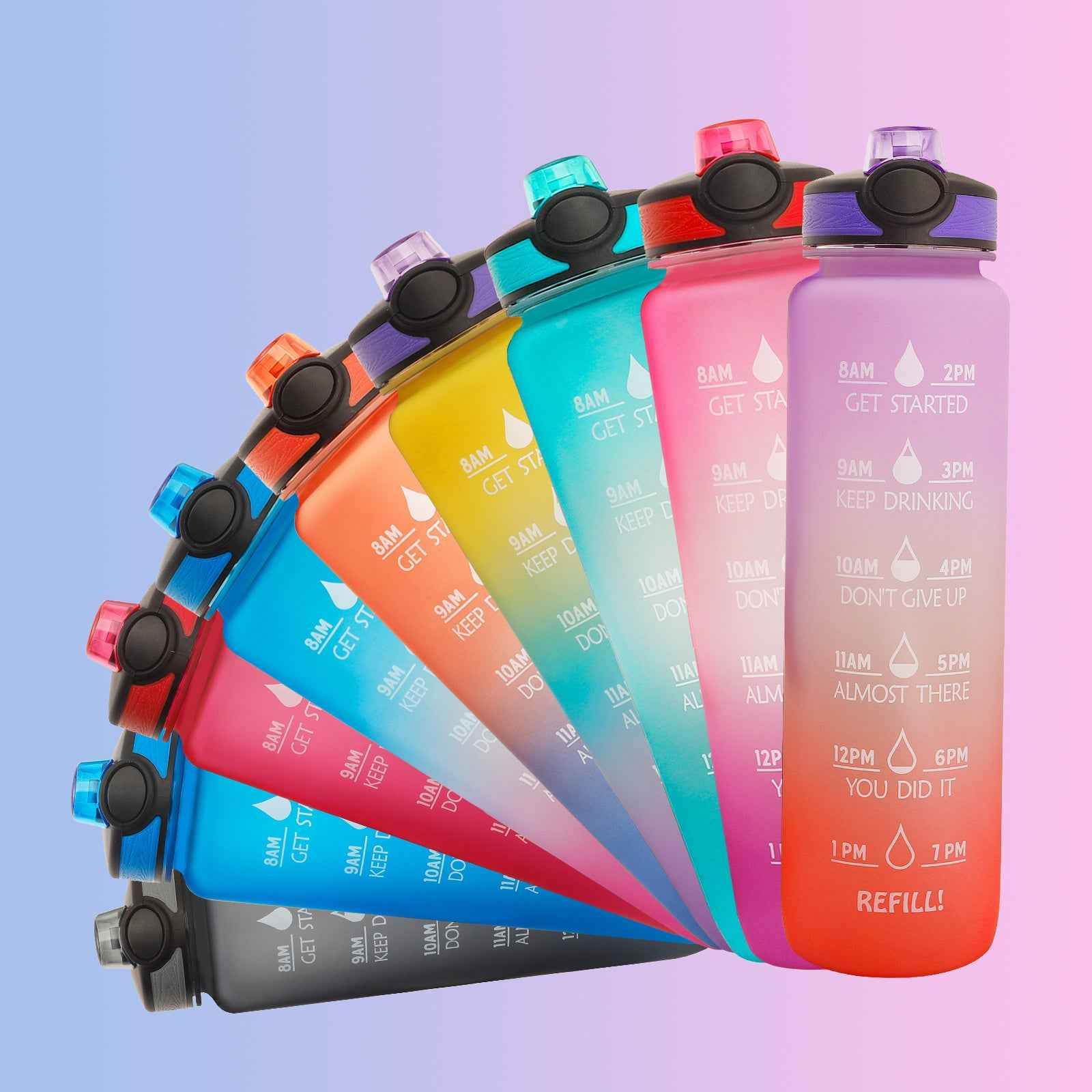 1L Tritan Time Marker Water Bottle - Leakproof Sports Fitness - Killer Products