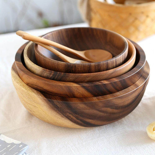 Natural Wooden Bowl: Elegant Kitchen & Restaurant Food Container - Killer Products