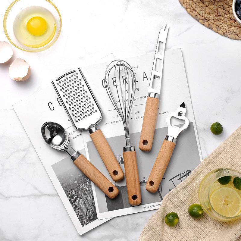 Creative Kitchen Gadget Wooden Handle Set: Modern Cooking Essentials - Killer Products