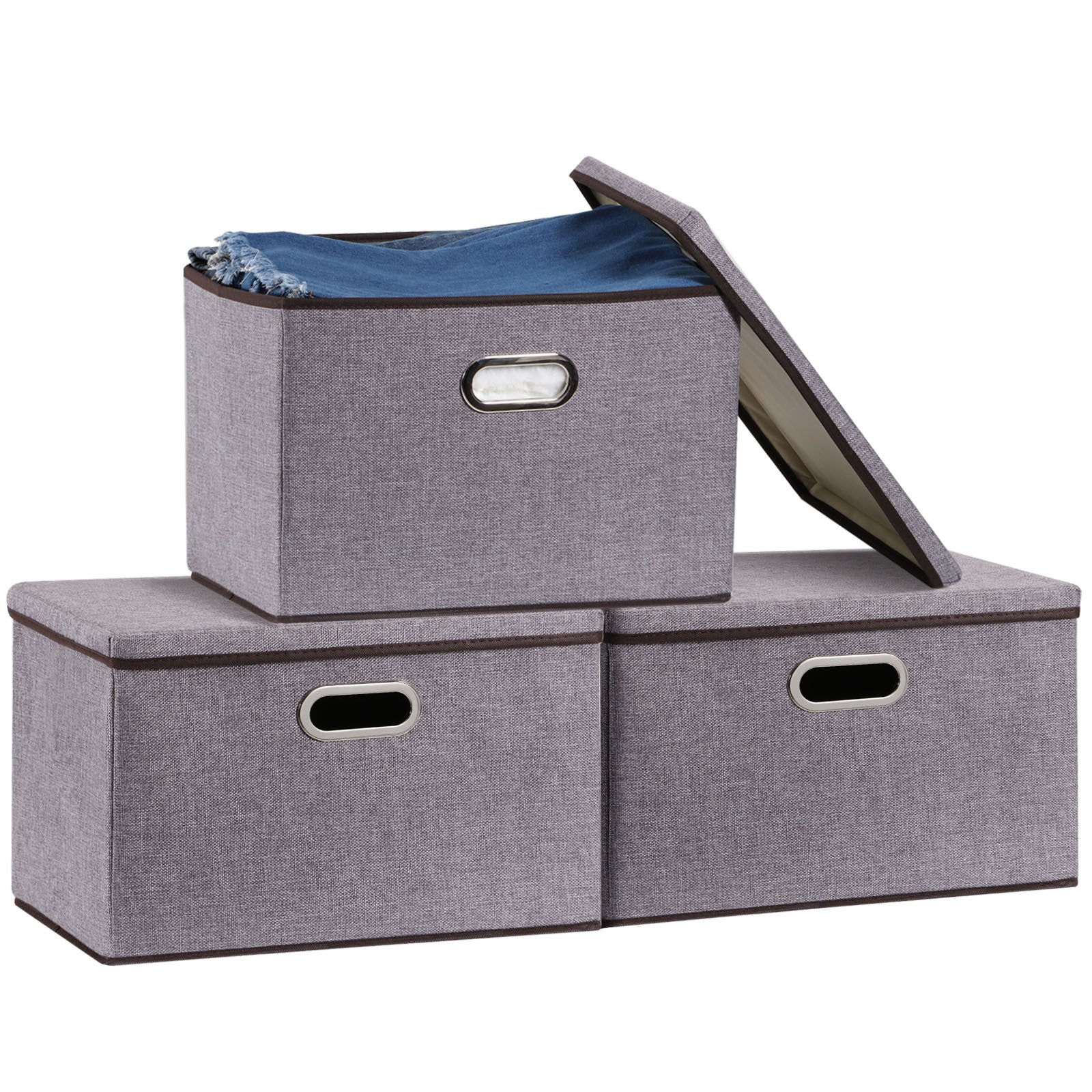 Large Cotton Linen Storage Box Set, Foldable Clothing Organizer - Killer Products