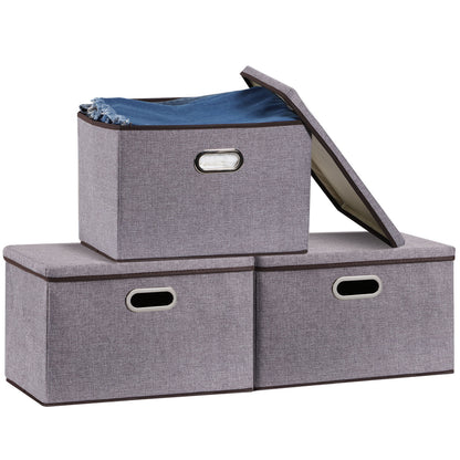 Large Cotton Linen Storage Box Set, Foldable Clothing Organizer - Killer Products