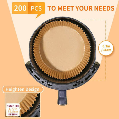 Air Fryer Disposable Liners: Non-stick, 200PCS, 6.3In Round Parchment - Killer Products