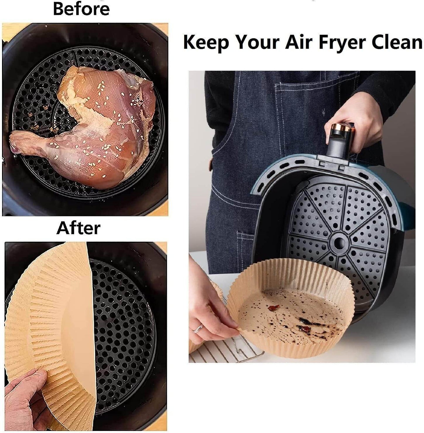 Air Fryer Disposable Liners: Non-stick, 200PCS, 6.3In Round Parchment - Killer Products