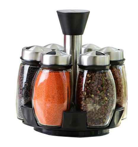 7pcs/set Condiment Set: Elegant Glass Spice Rack with Jars - Killer Products