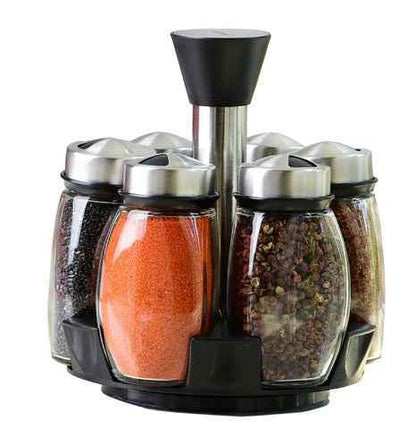 7pcs/set Condiment Set: Elegant Glass Spice Rack with Jars - Killer Products