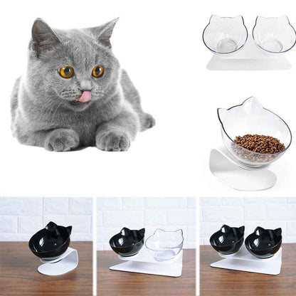Cat Double Bowl: Protects Cervical Vertebra, Elevates Feeding Comfort - Killer Products